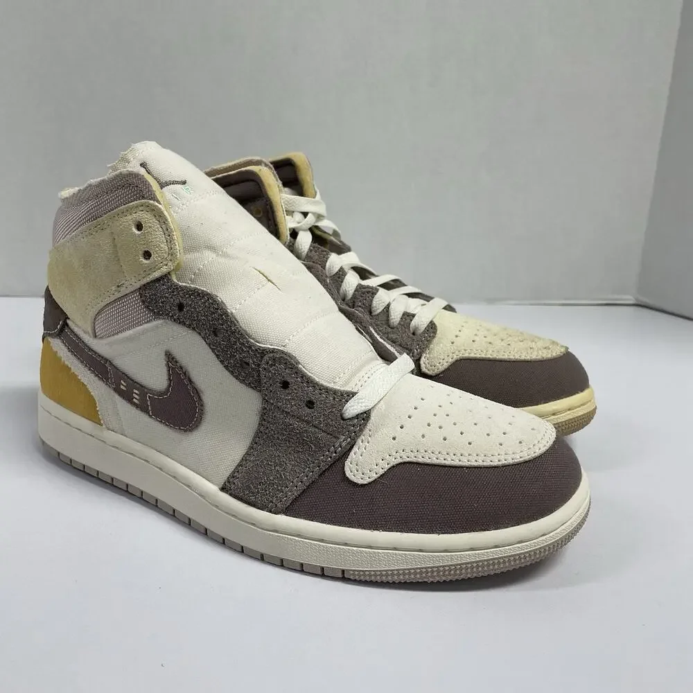 Air Jordan 1 Mid SE Craft Inside Out Taupe Haze DM9652 102 Size 8 Brown White